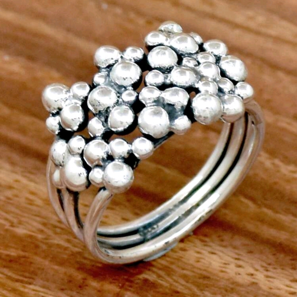 Silver Bubble Cluster Ring - image 2